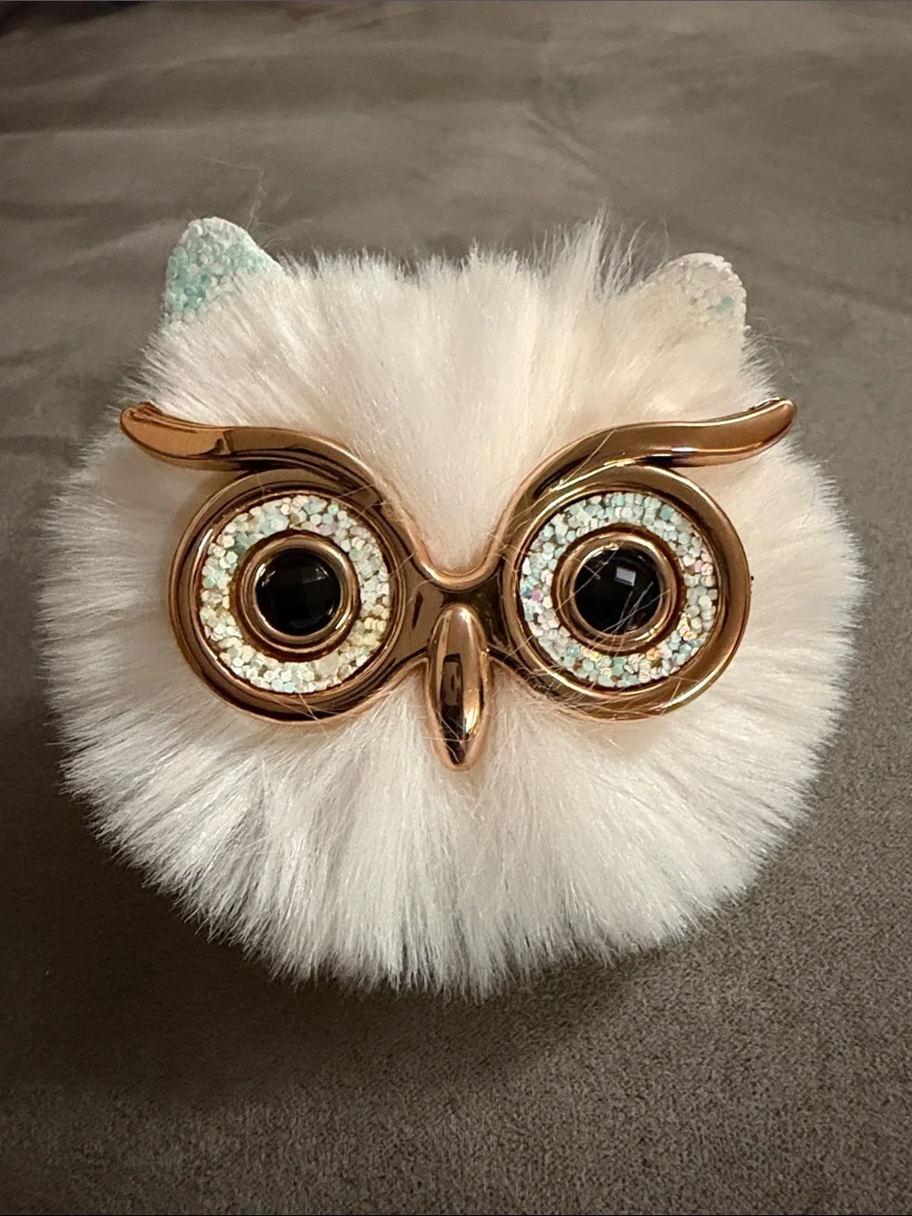 Faux Fur Owl Keychain Charm - Multicolor Options B 25